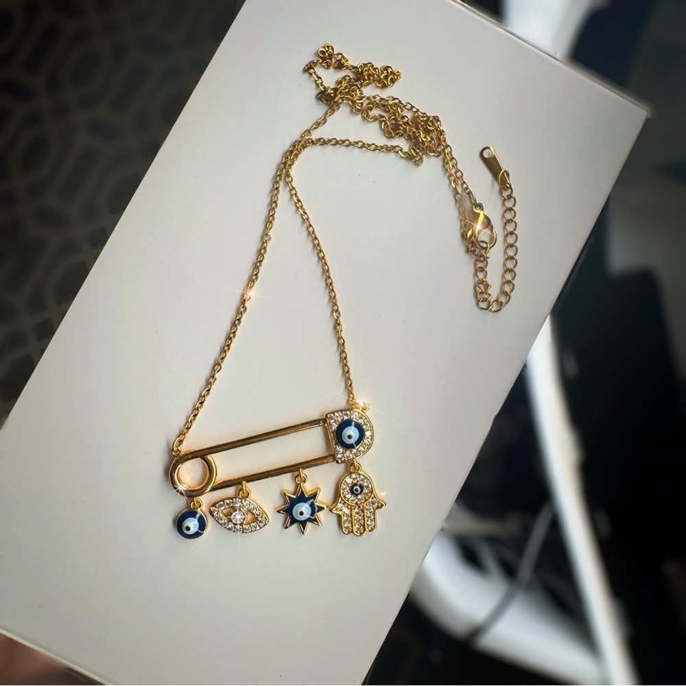 Gold Evil Eye Charm Necklace